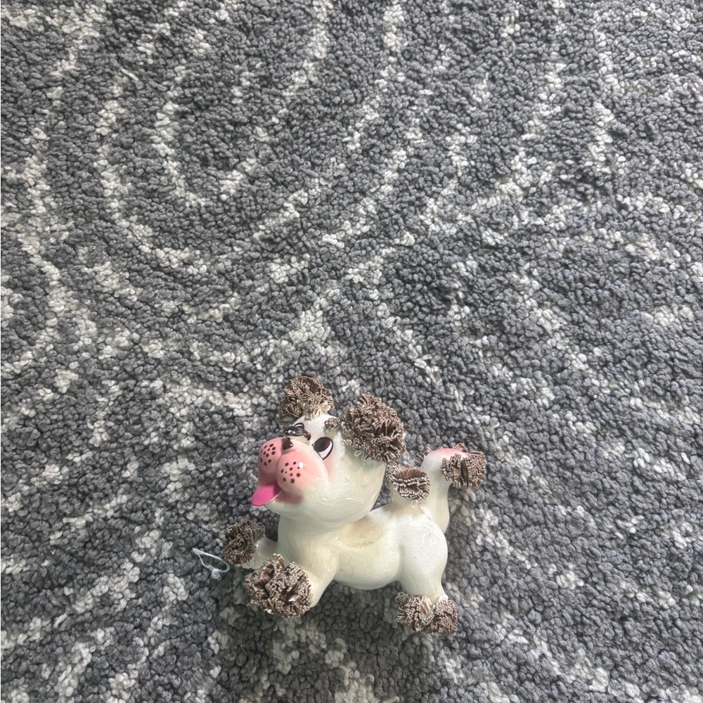 White and Brown Vintage Lefton Spaghetti Dog